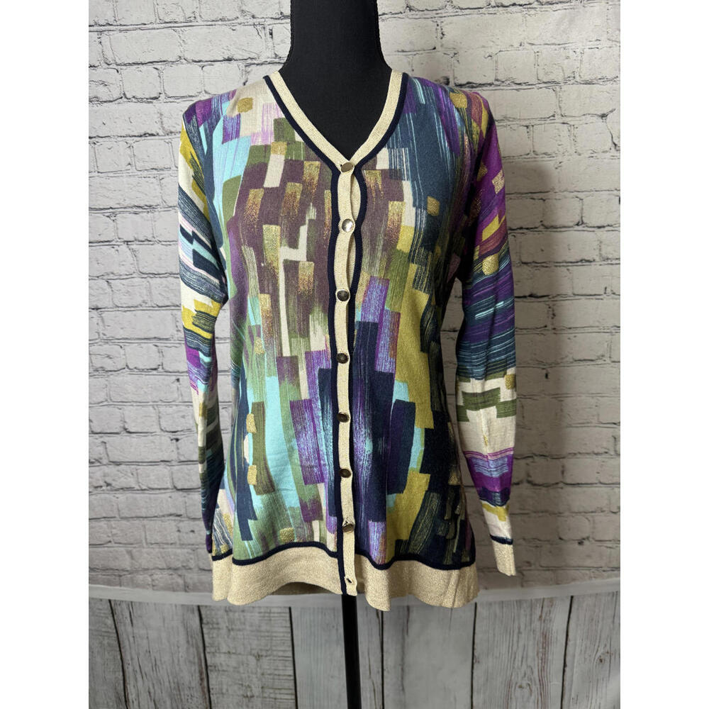 Venini Women's Multicolor Abstract Pattern‎ Button-Up Size L - Picture 6 of 6